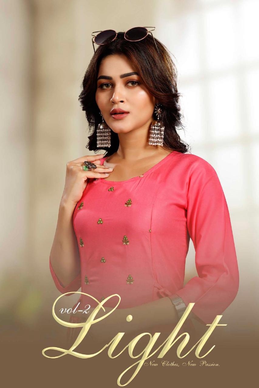 Light 2 Fancy Ethnic Wear Rayon Designer Latest Kurti Collection